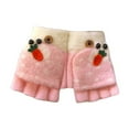 thumbnail image 1 of Meresysid Kids Fingerless Gloves Winter Flip Top Gloves Knitted Mitten with Cover Convertible Warm Gloves for Toddler Boys Girl Pink, 1 of 4