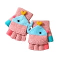 thumbnail image 1 of ZACPNCV Kids Fingerless Gloves Winter Flip Top Gloves Knitted Mitten with Cover Convertible Warm Gloves for Toddler Boys Girl Pink, 1 of 4