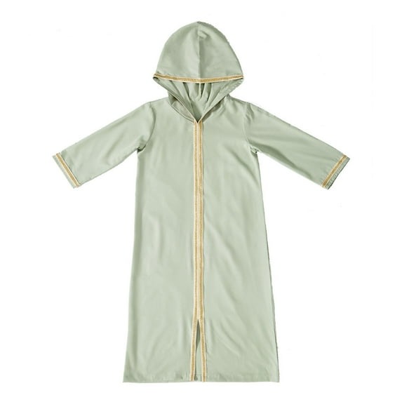 ZACPNCV Kids Girls Long Sleeve Hooded Maxi Dress Dubai Islamic Dress Casual Dress Green 2-3 Years