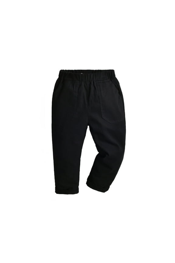 Kids Infant Toddler Cute Solid Color Stripe Casual School Uniform Suit Pants Trousers Black