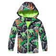 thumbnail image 1 of ZACPNCV Kids Rain Jacket Boys Waterproof Jackets Fleece Lined Hooded Raincoat Cartoon Windbreaker Waterproof Coat Sports Outwear Green 2-3 Years, 1 of 8