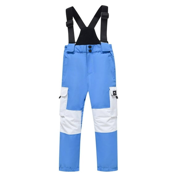 ZACPNCV Kids Snow Ski Bib Pants Winter Waterproof Warm Insulated Snowboard Pants for Boys Girls Blue 8-10 Years