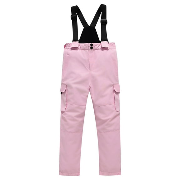 ZACPNCV Kids Snow Ski Bib Pants Winter Waterproof Warm Insulated Snowboard Pants for Boys Girls Pink 9-10 Years