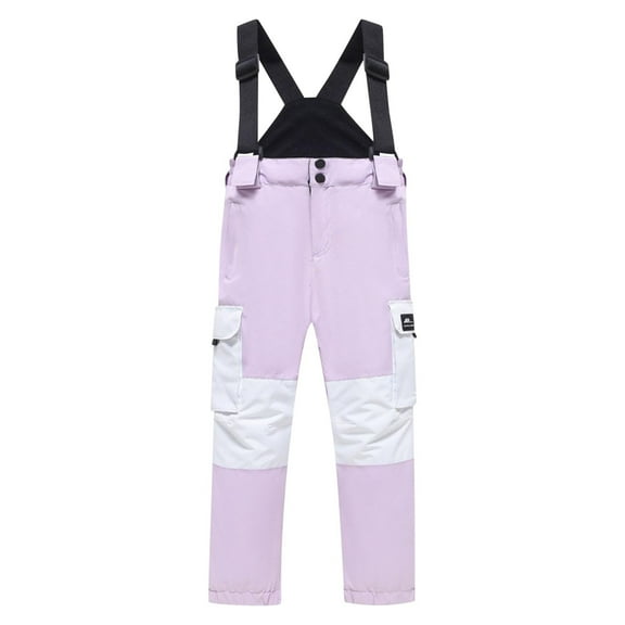 ZACPNCV Kids Snow Ski Bib Pants Winter Waterproof Warm Insulated Snowboard Pants for Boys Girls Purple 8-10 Years