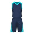 thumbnail image 1 of ZACPNCV Kids Sports Shorts Sets Boys Jerseys Tracksuit 2 Piece Basketball Performance Tank Top and Mesh Shorts Set Dark Blue 6-7 Years, 1 of 8