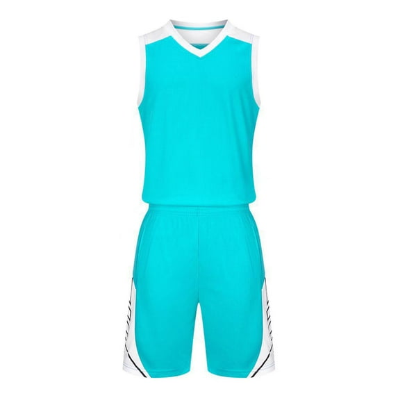 ZACPNCV Kids Sports Shorts Sets Boys Jerseys Tracksuit 2 Piece Basketball Performance Tank Top and Mesh Shorts Set Light Blue 8-10 Years