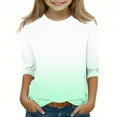 thumbnail image 1 of ZACPNCV Kids Three-Quarter Sleeve Shirts Gradient Crewneck Pullover Basic Tees Daily Tees Blouses Spring Summer Clothes Green 9-10 Years, 1 of 5
