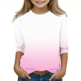 thumbnail image 1 of ZACPNCV Kids Three-Quarter Sleeve Shirts Gradient Crewneck Pullover Basic Tees Daily Tees Blouses Spring Summer Clothes Pink 3-4 Years, 1 of 5