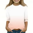 thumbnail image 1 of ZACPNCV Kids Three-Quarter Sleeve Shirts Gradient Crewneck Pullover Basic Tees Daily Tees Blouses Spring Summer Clothes Watermelon Red 7-8 Years, 1 of 5