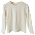 thumbnail image 1 of Meresysid Kids Toddler 1-12 Years Children's Casual Loose Solid Color Base Shirt Long Sleeved Round Neck Top/shirt Beige, 1 of 5