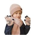 thumbnail image 1 of Meresysid Kids Winter Beanie Hat Warm Knit Thick Ski Cap And Scarf Gloves Set For Girls Boys Pink, 1 of 3