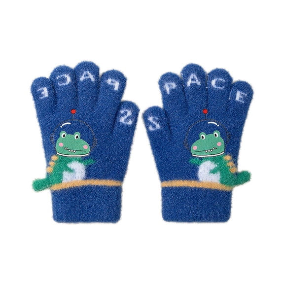 ZACPNCV Kids Winter Gloves for Boys Girls Children Warm Wool Lined Gloves Toddler Thermal Knitted Mittens Blue 3-5 Years