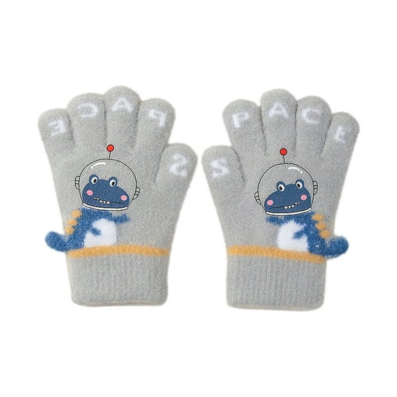 ZACPNCV Kids Winter Gloves for Boys Girls Children Warm Wool Lined Gloves Toddler Thermal Knitted Mittens Gray 3-5 Years