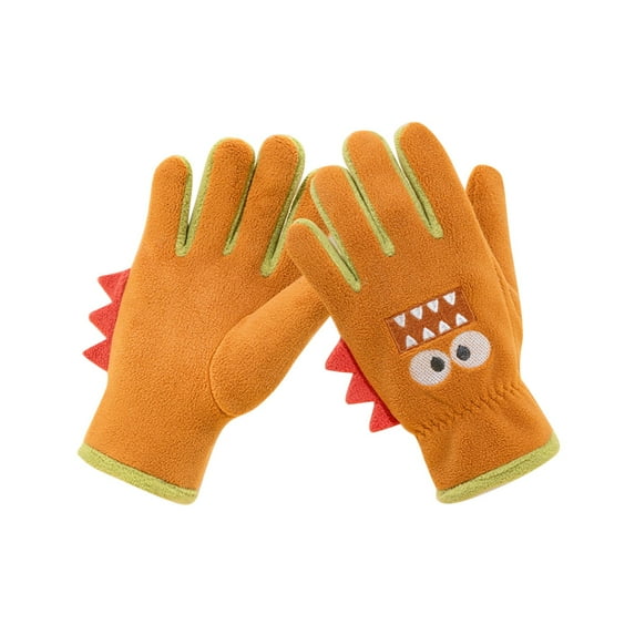 ZACPNCV Kids Winter Gloves for Boys Girls Children Warm Wool Lined Gloves Toddler Thermal Knitted Mittens Orange 7-12 Years