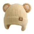 thumbnail image 1 of ZACPNCV Kids Winter Plush Hat Warm Knit Hairball Thick Ski Head Cap for Girls Boys Khaki Free Size, 1 of 4