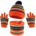 thumbnail image 1 of ZACPNCV Kids Winter Plush Hat Warm Knit Thick Ski Head Hat Scarf Gloves Set For Girls Boys Orange, 1 of 5