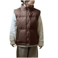 thumbnail image 1 of ZACPNCV Kids Zip Up Puffer Vest Stand Collar Quilted for Boys and Girls Warm Down Jacket Short Versatile Sleeveless and Hooded Cotton Jacket Beige 3-4 Years, 1 of 4