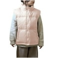 thumbnail image 1 of ZACPNCV Kids Zip Up Puffer Vest Stand Collar Quilted for Boys and Girls Warm Down Jacket Short Versatile Sleeveless and Hooded Cotton Jacket Beige 6-7 Years, 1 of 4