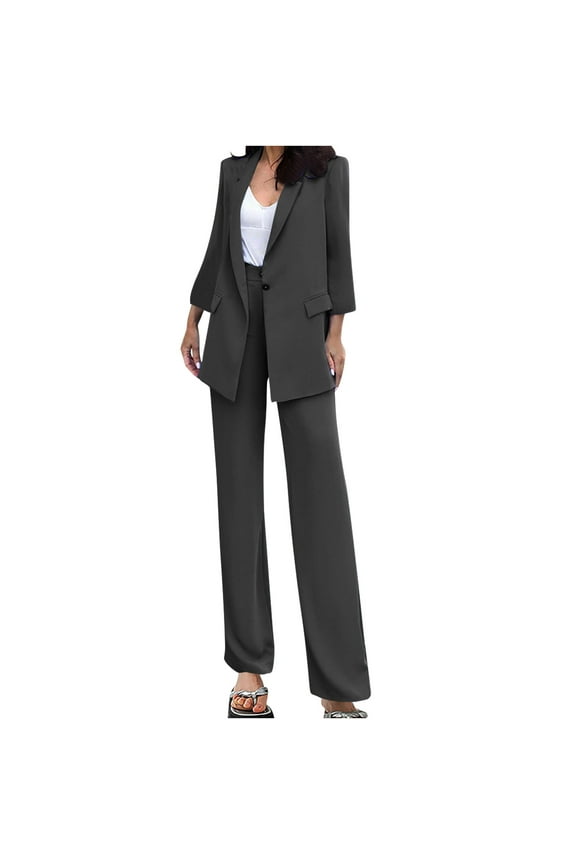 Ladies' Fashionable And High-end Elegant Commuting Long Sleeved Lapel Suit Set Black