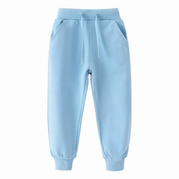ZACPNCV Little Boys Girls Sweatpants Solid Color Jogger Pants Elastic Waist Sanitary Pants Casual Long Pants Blue 4-5 Years
