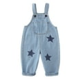 thumbnail image 1 of ZACPNCV Little Boys and Girls Denim Overalls Toddler Jean Overalls Printed Workwear with Pockets Blue 2-3 Years, 1 of 10