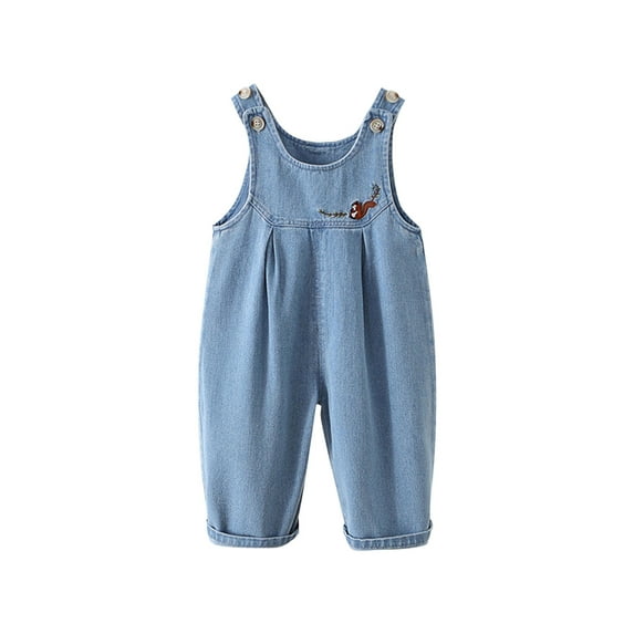 ZACPNCV Little Boys and Girls Denim Overalls Toddler Jean Overalls Printed Workwear with Pockets Blue 5-6 Years