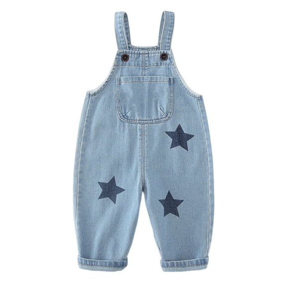 ZACPNCV Little Boys and Girls Denim Overalls Toddler Jean Overalls Printed Workwear with Pockets Blue 7-8 Years