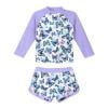 ZACPNCV Little Girls Swimsuits Two Pieces Swimwears Rash Guard Set Long Sleeve UPF50 and Bathing Suit for Beach Purple 4-5 Years