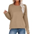 thumbnail image 1 of ZACPNCV Long Sleeve Shirts for Women Fall Tops Women's Solid Color Hooded Sweatshirt Khaki, 1 of 9