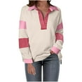thumbnail image 1 of ZACPNCV Long Sleeve Shirts for Women's Solid Color Long Sleeved Round Neck Pullover Top Beige, 1 of 6