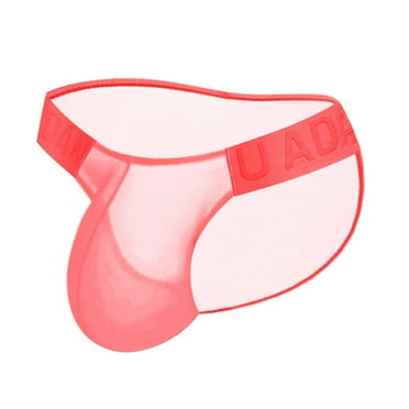 ZACPNCV Men Fashion Comfort Solid Color Breathable Large Size Translucent Motion Briefs Red