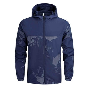 ZACPNCV Men Solid Color Hooded Jacket Mountaineering Climbing Warm Outdoor Jacket Blue