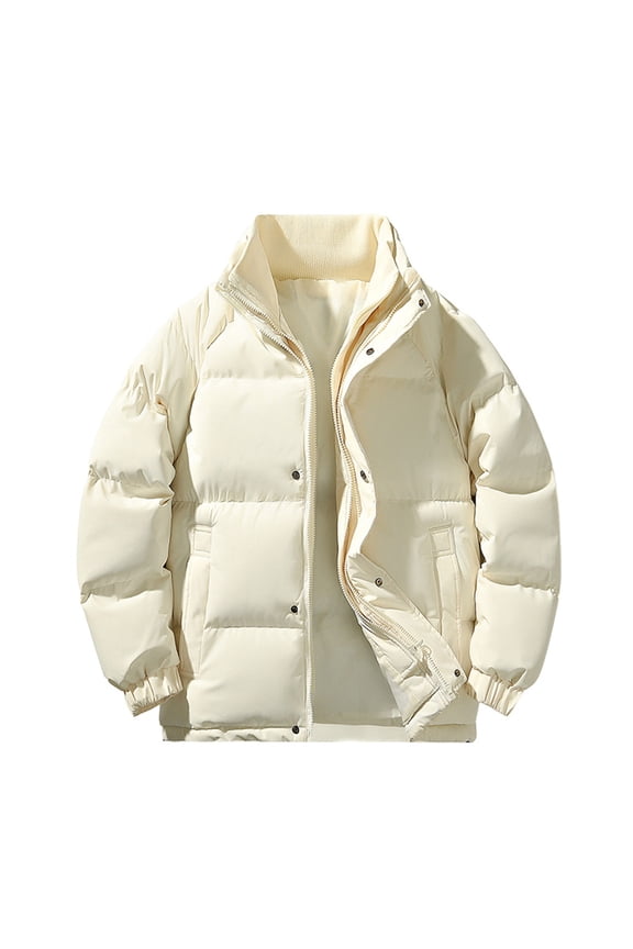 Men Winter Suede Down Jacket Windproof Lightweight Packable Puffer Jacket Fashion Warm Coat Business Jacket Beige