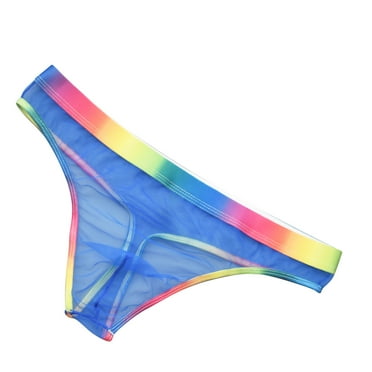 ZACPNCV Men's Netting Breathable Underwear Transparent T-shaped Exquisite Design Briefs Blue