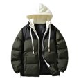 thumbnail image 1 of ZACPNCV Mens Hooded Down Jackets Coats Male Oversized Outdoor Thicken Warm Parkas Olive Green, 1 of 6