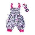 thumbnail image 1 of ZACPNCV Newborn Baby Girls Summer Jumpsuit Sleeveless Outfit Print Strap Romper One Piece Jumpsuit Headband 2PC Spring Summer Clothes Set Easter Day Pink 12-24 Months, 1 of 7