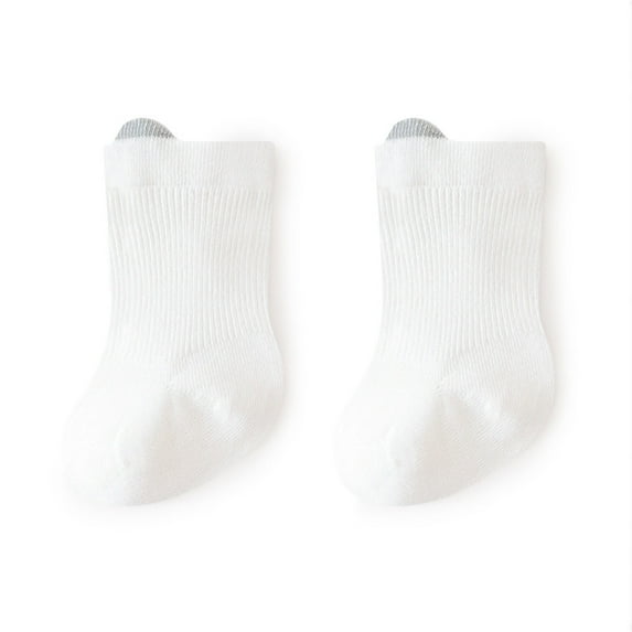 ZACPNCV Newborn Boys Girls Cotton Crew Socks Solid Color Ankle Socks White 1-3 Years