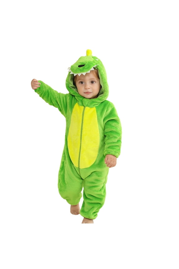 Newborn Boys Girls Cute Romper Long Sleeve Hooded Jumpsuit Cute Flannel Clothes Green