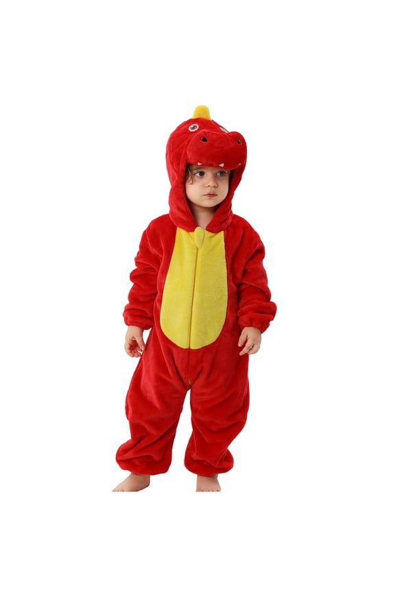 Newborn Boys Girls Cute Romper Long Sleeve Hooded Jumpsuit Cute Flannel Clothes Red