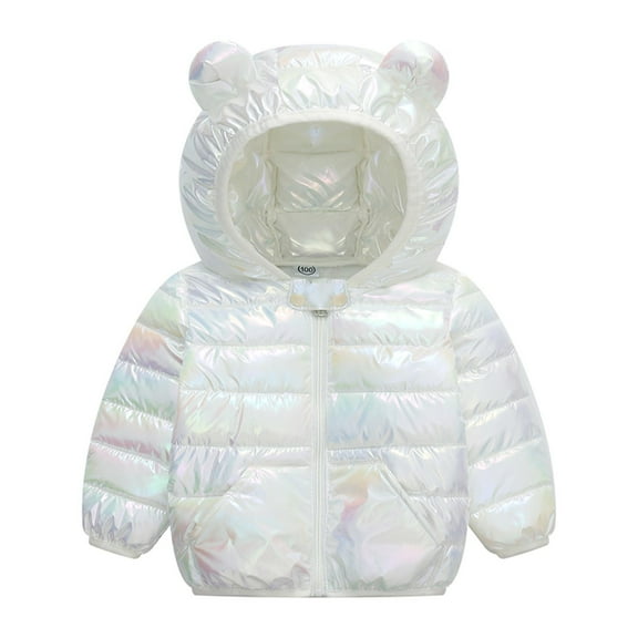 Meresysid Newborn Kids Baby Boys Girls Long Sleeve Infant Toddler Clothes Winter Coats Puffer Down Jacket Bear Hoods Outerwear Cute Outfits White