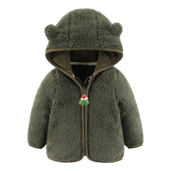 Meresysid Newborn Kids Baby Boys Girls Long Sleeve Infant Toddler Clothes Winter Coats Puffer Down Jacket Bear Hoods Cute Outfits Outerwear Army Green