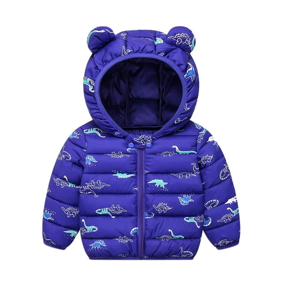 Meresysid Newborn Kids Baby Girls Boys Long Sleeve Infant Clothes Winter Coats Toddler Puffer Down Jacket Bear Hoods Outerwear Cute Outfits Blue