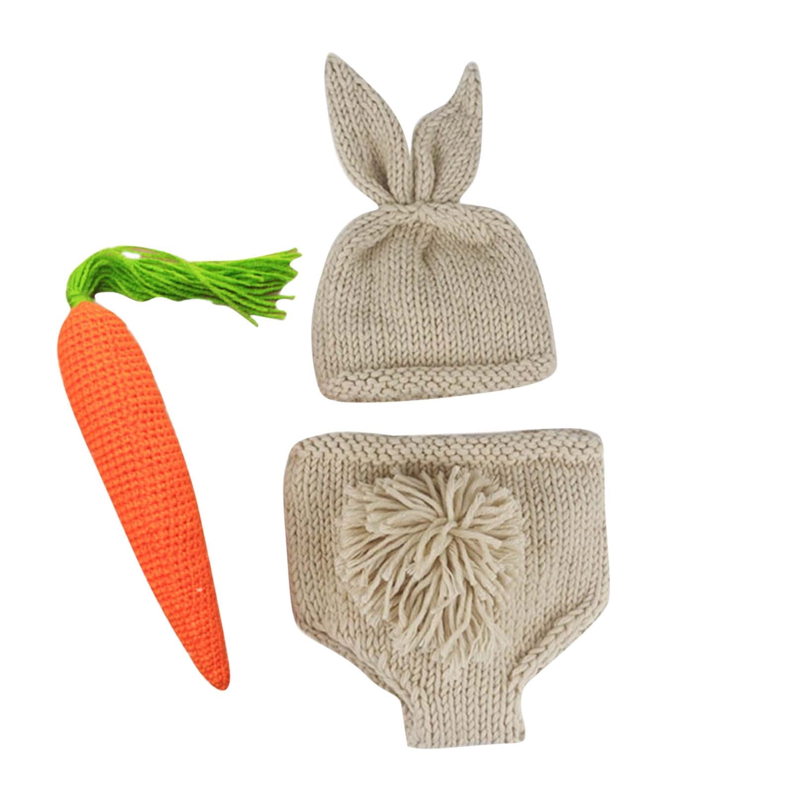 ZACPNCV Newborn Rabbit Set Pants Hat Radish 3-Piece Set Photography ...