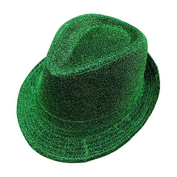 ZACPNCV St. Patrick's Day Green Leprechaun Hat Accessory Deluxe Green Top Hat Irish Holiday Accessory Glitter Cloth Hat Decoratio Green Free Size