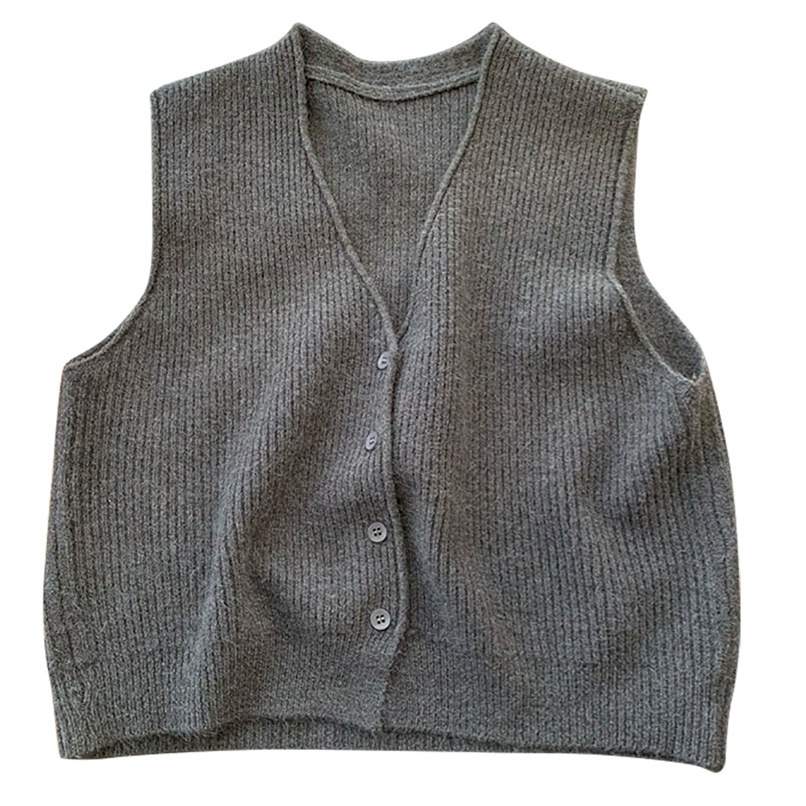 ZACPNCV Sweater Vest Top for Women's Solid Color V-neck Single
