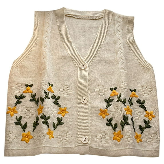 ZACPNCV Sweater Vest Top for Women's V-neck Contrasting Striped Sweater Knitted Cardigan Sweater Jacket Beige