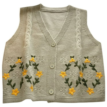 ZACPNCV Sweater Vest Top for Women's V-neck Contrasting Striped Sweater Knitted Cardigan Sweater Jacket Green