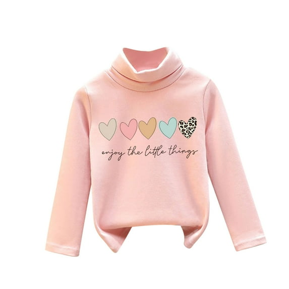Meresysid Sweatshirt for Girls Hoodie Small And Medium-sized With Plush And Thick High Neck Hoodie Fashionable Top Pink