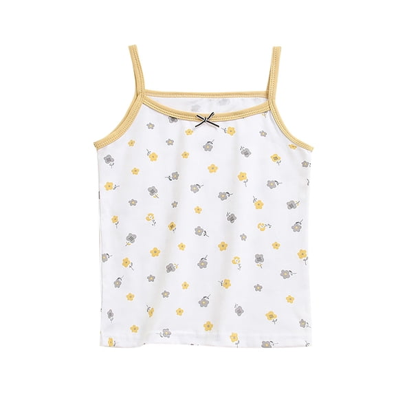 Meresysid Tank Top for Girls Summer Crewneck Tank Top Flower Prints Undershirts Underwear White 10-11 Years