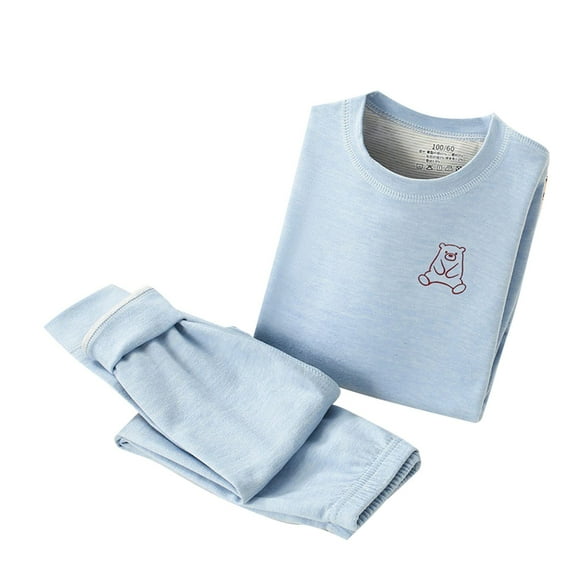 ZACPNCV Thermal Underwear for Kids Toddler Winter Base Layer Long Johns Sets for Girls Boys Light Blue 12-14 Years